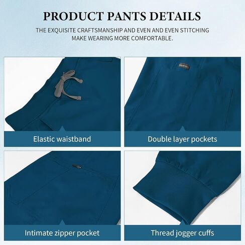VIAOLI Women's Scrub Top & Jogger Pant with Yoga Waistband 10 Pocket Uniforms Solid Stretch Scrub Set Nursing in Kuwait