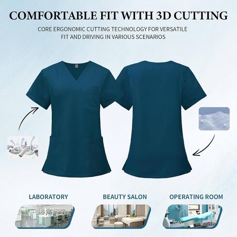 VIAOLI Women's Scrub Top & Jogger Pant with Yoga Waistband 10 Pocket Uniforms Solid Stretch Scrub Set Nursing in Kuwait