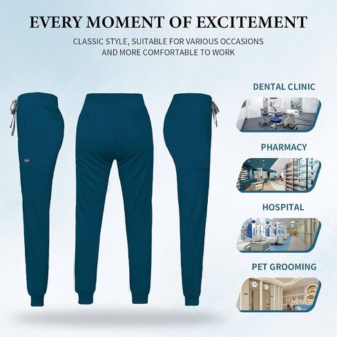 VIAOLI Women's Scrub Top & Jogger Pant with Yoga Waistband 10 Pocket Uniforms Solid Stretch Scrub Set Nursing in Kuwait