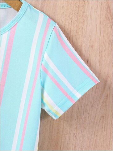 Floerns Toddler Boy's 2 Piece Outfit Striped Print Tee Top and Track Shorts Set in Saudi Arabia