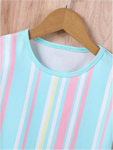 Floerns Toddler Boy's 2 Piece Outfit Striped Print Tee Top and Track Shorts Set in Saudi Arabia