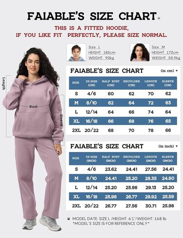 سويت شيرت بقلنسوة كبير الحجم من FAIABLE للنساء الأزواج، سترات رياضية من الصوف ثقيل الوزن، جيوب مخفية in Kuwait