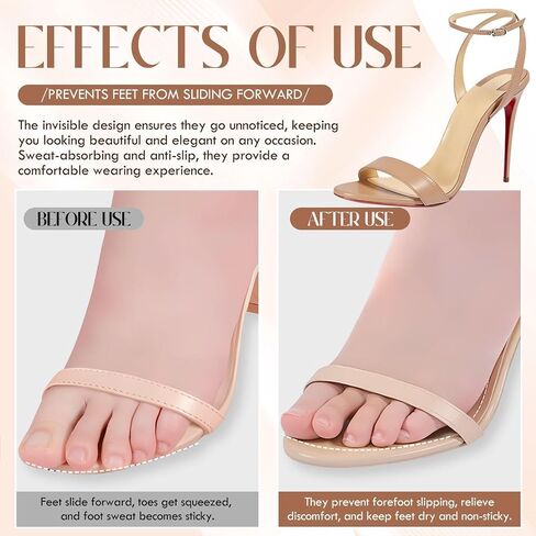 4 Pairs 3/4 High Heel Gel Cushion Inserts for Women Self-Adhesive Arch Support Anti-Slip Inserts for Sandal Dress Shoe High Heels Pumps Open Toes Flats, Fits Women 5-9 Size(Jp Velvet+Gel,Khaki) in Saudi Arabia
