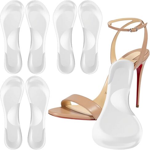 4 Pairs 3/4 High Heel Gel Cushion Inserts for Women Self-Adhesive Arch Support Anti-Slip Inserts for Sandal Dress Shoe High Heels Pumps Open Toes Flats, Fits Women 5-9 Size(Jp Velvet+Gel,Khaki) in Saudi Arabia