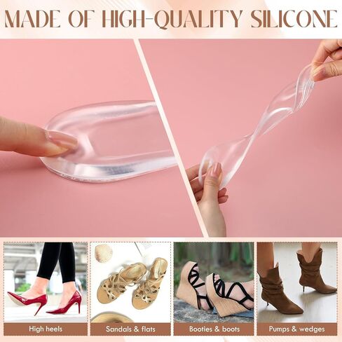 4 Pairs 3/4 High Heel Gel Cushion Inserts for Women Self-Adhesive Arch Support Anti-Slip Inserts for Sandal Dress Shoe High Heels Pumps Open Toes Flats, Fits Women 5-9 Size(Jp Velvet+Gel,Khaki) in Saudi Arabia