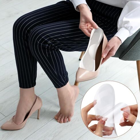 4 Pairs 3/4 High Heel Gel Cushion Inserts for Women Self-Adhesive Arch Support Anti-Slip Inserts for Sandal Dress Shoe High Heels Pumps Open Toes Flats, Fits Women 5-9 Size(Jp Velvet+Gel,Khaki) in Saudi Arabia