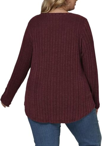 VISLILY Womens-Plus-Size-Long-Sleeve-Tops Quarter Zip Pullover Lightweight Knit Sweaters Casual Shirts Trendy Blouses Tunics in Saudi Arabia