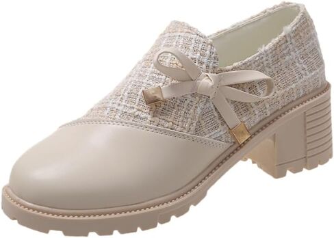 Women's Chunky Leather Shoes - Casual and Daily wear - Rubber Sole in Saudi Arabia
