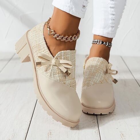 Women's Chunky Leather Shoes - Casual and Daily wear - Rubber Sole in Saudi Arabia