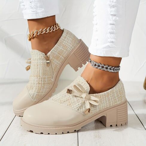 Women's Chunky Leather Shoes - Casual and Daily wear - Rubber Sole in Saudi Arabia