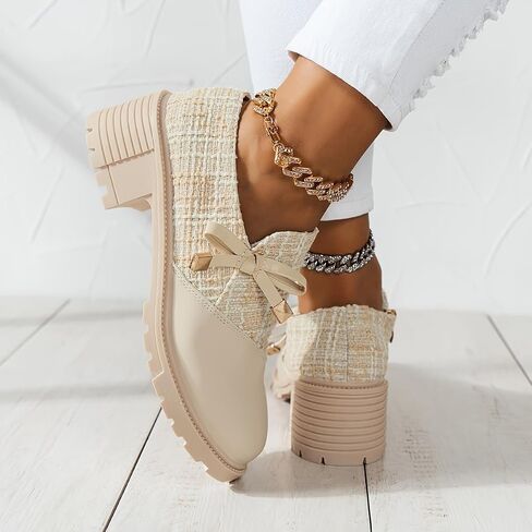 Women's Chunky Leather Shoes - Casual and Daily wear - Rubber Sole in Saudi Arabia