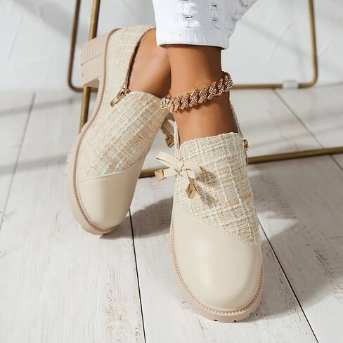 Women's Chunky Leather Shoes - Casual and Daily wear - Rubber Sole in Saudi Arabia