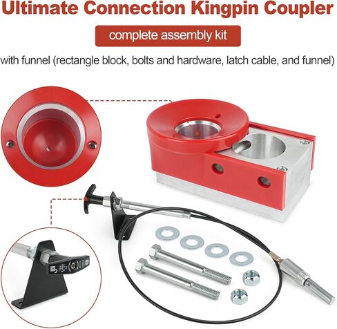 Ultimate Connection King Pin Coupler Complete Assembly with Funnel (Rectangle) 3246 for Andersen Hitches (Rectangle Block, Bolts and Hardware, Latch Cable) in Saudi Arabia