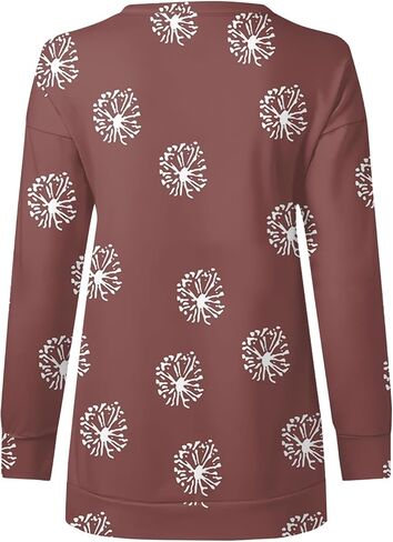 GOFULY بلوزات نسائية Crewneck حجم كبير قمصان عادية كم طويل 2025 الخريف لينة البلوز القمم الأزهار طباعة لطيف الملبس in Kuwait