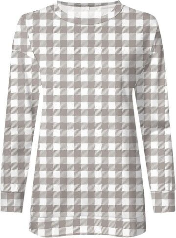 GOFULY بلوزات نسائية Crewneck حجم كبير قمصان عادية كم طويل 2025 الخريف لينة البلوز القمم الأزهار طباعة لطيف الملبس in Kuwait