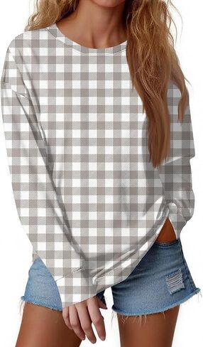 GOFULY بلوزات نسائية Crewneck حجم كبير قمصان عادية كم طويل 2025 الخريف لينة البلوز القمم الأزهار طباعة لطيف الملبس in Kuwait