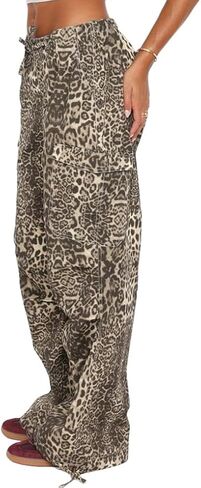 Women Cargo Pants Wide Leg Casual Baggy Parachute Pants Multi Pockets Y2K Straight Trousers in Saudi Arabia