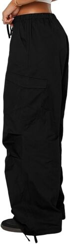 Women Cargo Pants Wide Leg Casual Baggy Parachute Pants Multi Pockets Y2K Straight Trousers in Saudi Arabia