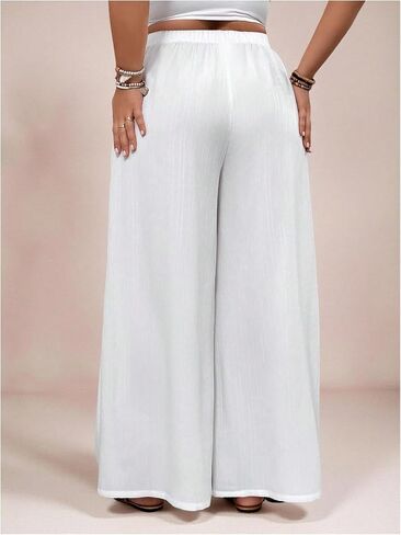 SHENHE Women's Plus Size Wide Leg Palazzo Pants Elastic Waist Baggy Flowy Pants Boho Travel Trousers in Saudi Arabia