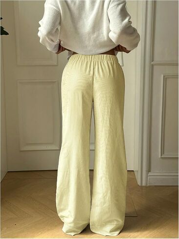 GORGLITTER Women's Striped Pants Baggy Wide Leg High Waisted Trendy Dressy Lounge Pants in Saudi Arabia