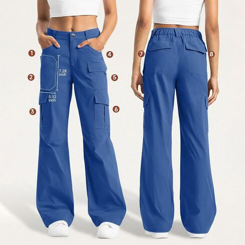 Cargo Pants for Women High Waisted Wide Leg Hiking Pant Casual Stretchy Lightweight Trousers Multi Pockets Outdoor in Saudi Arabia
