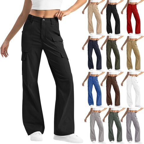 Cargo Pants for Women High Waisted Wide Leg Hiking Pant Casual Stretchy Lightweight Trousers Multi Pockets Outdoor in Saudi Arabia