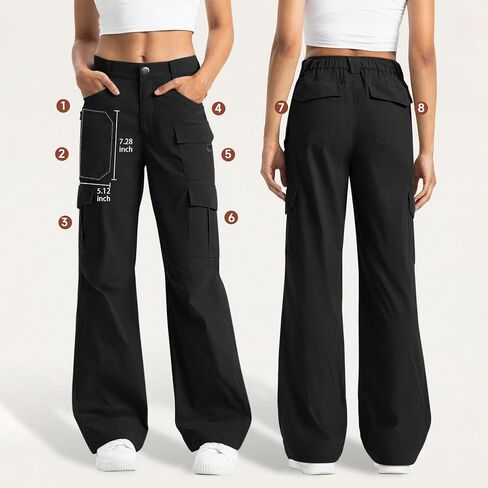Cargo Pants for Women High Waisted Wide Leg Hiking Pant Casual Stretchy Lightweight Trousers Multi Pockets Outdoor in Saudi Arabia