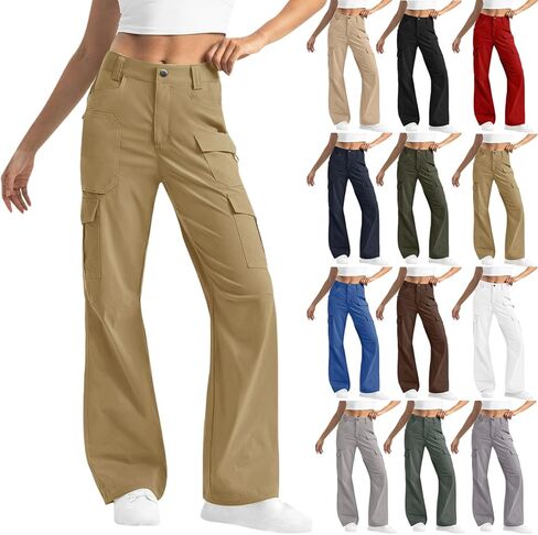 Cargo Pants for Women High Waisted Wide Leg Hiking Pant Casual Stretchy Lightweight Trousers Multi Pockets Outdoor in Saudi Arabia