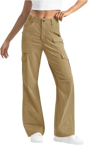 Cargo Pants for Women High Waisted Wide Leg Hiking Pant Casual Stretchy Lightweight Trousers Multi Pockets Outdoor in Saudi Arabia