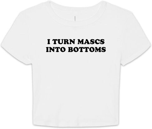قميص نسائي قصير الأكمام ذو قصة ضيقة من I Turn Mascs into Bottoms in Kuwait