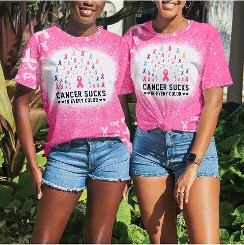 Breast Cancer Awareness T-Shirt - Women's Cancer Sucks Tee in Every Color - Survivor Ribbon Shirt in Saudi Arabia
