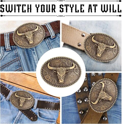 Western Cowboy Belt Buckle - Texas Bull Skull Belt Buckle for Men women in Kuwait