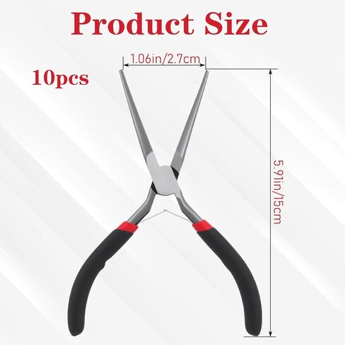 10 PCS 6 Inch Extra Long Needle Nose Pliers, Mini Precision Jewelry Pliers with Comfort Grip, Needle Nose for Jewelry Making, Repair, Crafts in Saudi Arabia