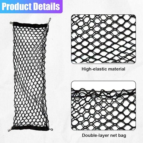 Car Cargo Net, Elastic Stretchable Car Trunk Cargo Storage Net with Hooks, Double-Layer Nylon Truck Organizer Mesh, Vehicle Interior Accessories for Most SUVs, Trucks (35.4x15.7 inch/90×40 cm) in Saudi Arabia