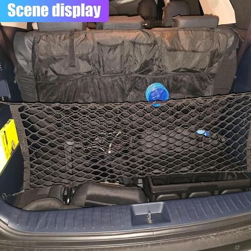 Car Cargo Net, Elastic Stretchable Car Trunk Cargo Storage Net with Hooks, Double-Layer Nylon Truck Organizer Mesh, Vehicle Interior Accessories for Most SUVs, Trucks (35.4x15.7 inch/90×40 cm) in Saudi Arabia