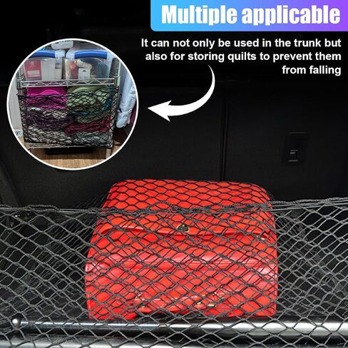 Car Cargo Net, Elastic Stretchable Car Trunk Cargo Storage Net with Hooks, Double-Layer Nylon Truck Organizer Mesh, Vehicle Interior Accessories for Most SUVs, Trucks (35.4x15.7 inch/90×40 cm) in Saudi Arabia