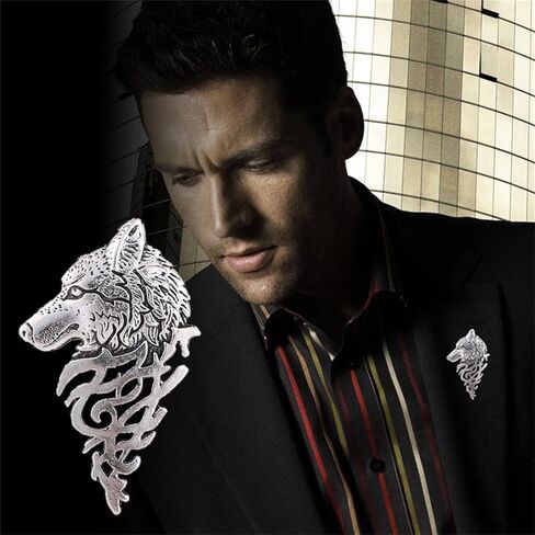 WCRAZYE Vintage Wolf Head Lapel Brooch Set for Men Women Antique Animal Dire Wolf Head Coyote Antique Retro Lapel Brooches Badge Men's Suits Buckle Neckwear Accessories in Saudi Arabia