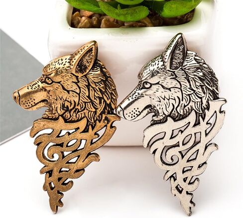 WCRAZYE Vintage Wolf Head Lapel Brooch Set for Men Women Antique Animal Dire Wolf Head Coyote Antique Retro Lapel Brooches Badge Men's Suits Buckle Neckwear Accessories in Saudi Arabia