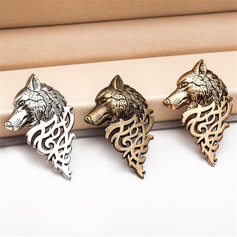 WCRAZYE Vintage Wolf Head Lapel Brooch Set for Men Women Antique Animal Dire Wolf Head Coyote Antique Retro Lapel Brooches Badge Men's Suits Buckle Neckwear Accessories in Saudi Arabia