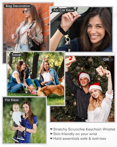 6 قطع من Geyoga سلسلة مفاتيح Scrunchie سوار قابل للتمدد لمفاتيح السيارة مع حلقة D قابلة للتمدد سوار معصم Scrunchie لطيف للنساء والرجال in Saudi Arabia