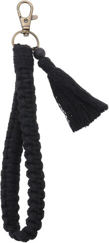 PATIKIL Boho Macrame Keychain with Tassel, Handmade Wristlet Bracelet Keychain Keyring Holder Key Wrist Lanyard in Saudi Arabia