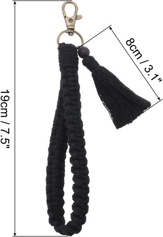 PATIKIL Boho Macrame Keychain with Tassel, Handmade Wristlet Bracelet Keychain Keyring Holder Key Wrist Lanyard in Saudi Arabia