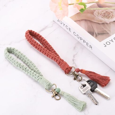 PATIKIL Boho Macrame Keychain with Tassel, Handmade Wristlet Bracelet Keychain Keyring Holder Key Wrist Lanyard in Saudi Arabia