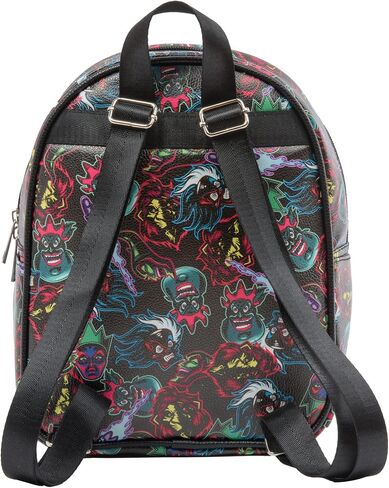 Disney Villains Mini Backpack with Allover Print & Molded Vixen Dangle, 10.5 Inches, Adjustable Straps, Faux Leather in Saudi Arabia