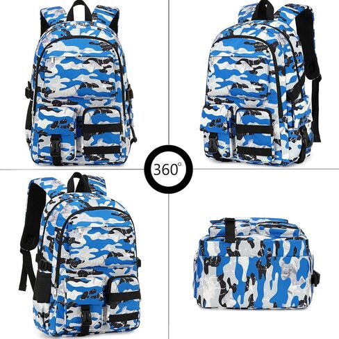 Camouflage Backpack for Boys Backpack for School Backpacks for Kids Boys Backpacks for Elementary Bookbag (Blue) in Saudi Arabia