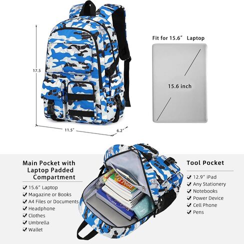 Camouflage Backpack for Boys Backpack for School Backpacks for Kids Boys Backpacks for Elementary Bookbag (Blue) in Saudi Arabia