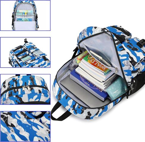 Camouflage Backpack for Boys Backpack for School Backpacks for Kids Boys Backpacks for Elementary Bookbag (Blue) in Saudi Arabia