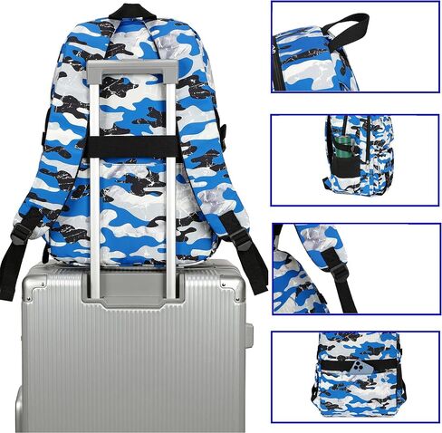 Camouflage Backpack for Boys Backpack for School Backpacks for Kids Boys Backpacks for Elementary Bookbag (Blue) in Saudi Arabia