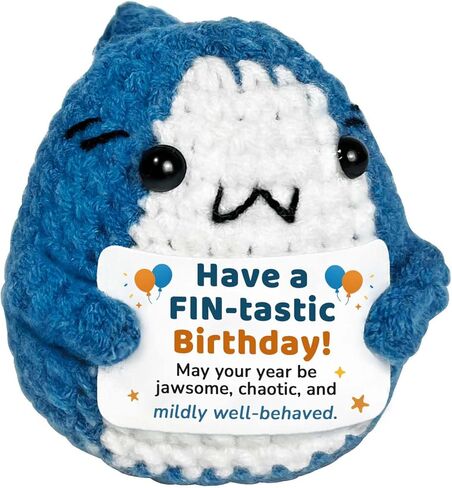 Positive Crochet Shark Gifts, Shark Lovers Birthday Gift for Women Men, Emotional Inspirational Motivational Encouragement Sea Animals Present with Comfort Support Message in Kuwait