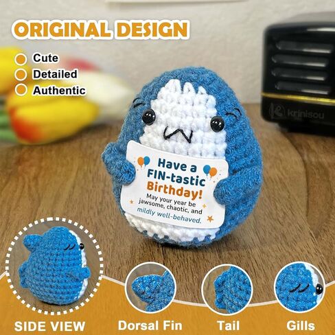 Positive Crochet Shark Gifts, Shark Lovers Birthday Gift for Women Men, Emotional Inspirational Motivational Encouragement Sea Animals Present with Comfort Support Message in Kuwait